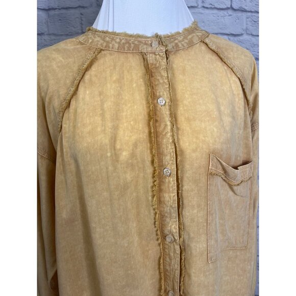 Easel Summer Breeze Mineral Washed Top Frayed Seams Tunic Length Size Large - Picture 3 of 11